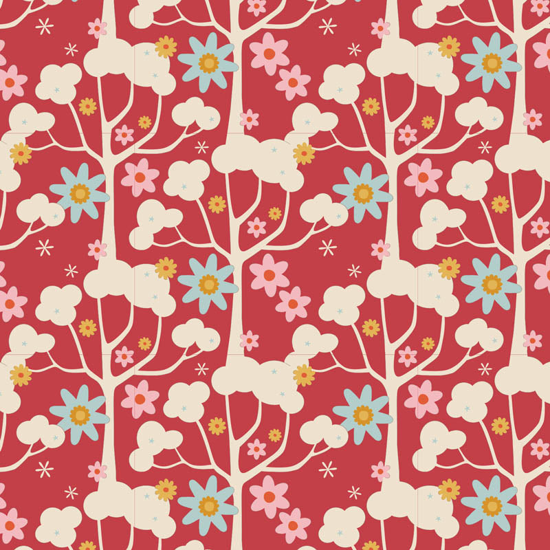Tilda Fabrics "Wildgarden" Red aus der Serie Jubilee, 100%Baumwolle ab 10cm