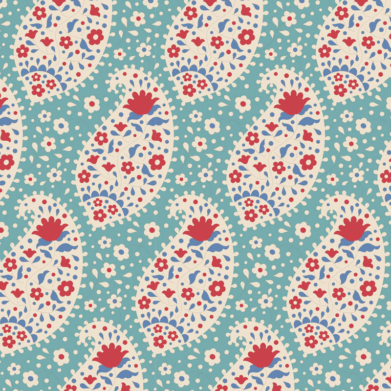 Tilda Fabrics "Teardrop in Teal" Serie Jubilee, 100% Cotton ab 10cm