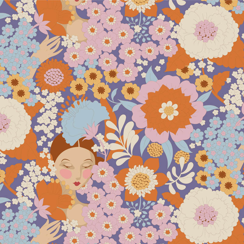 Tilda Stoffpaket "Wallflower" in Caramel - 5 verschiedene Designs - 100%Baumwolle