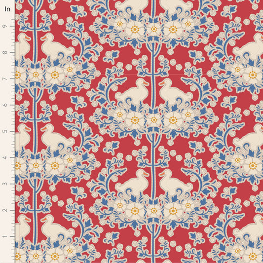Tilda Fabrics "Duck Nest" Red aus der Serie Jubilee, 100%Baumwolle ab 10cm