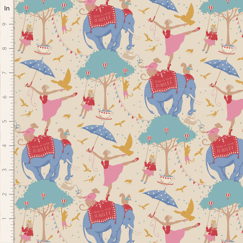 Tilda Fabrics "Circus" in Cream - Serie Jubilee, 100%Baumwolle ab 10cm