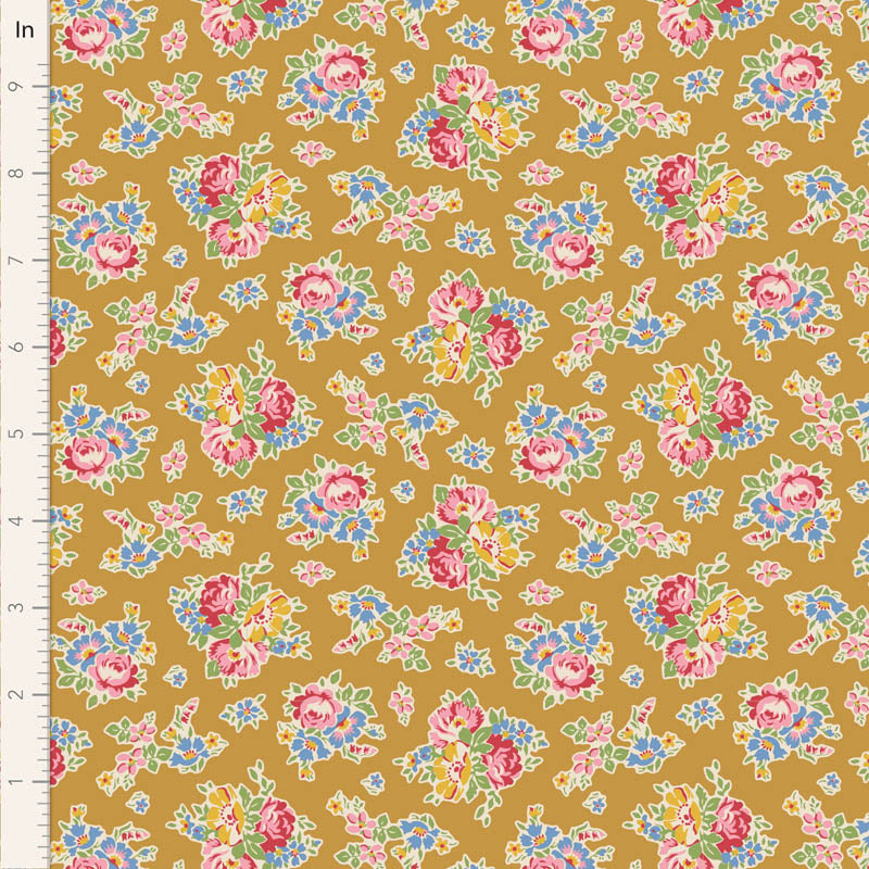 Tilda Stoffpaket "Jubilee" in Mustard 5 verschiedene Designs 100%Baumwolle