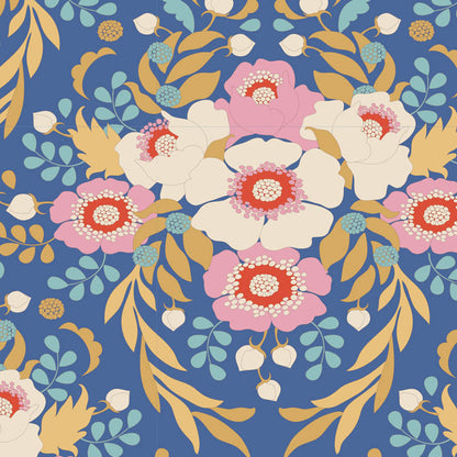 Tilda Fabrics "Anemone" in Blue - Serie Jubilee, 100%Baumwolle ab 10cm