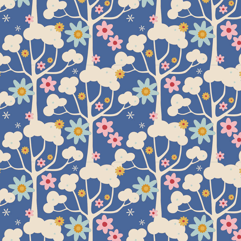 Tilda Fabrics "Wildgarden" Blue aus der Serie Jubilee, 100%Baumwolle ab 10cm