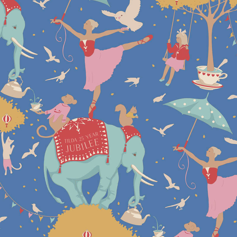 Tilda Fabrics "Circus" Blue aus der Serie Jubilee, 100%Baumwolle ab 10cm