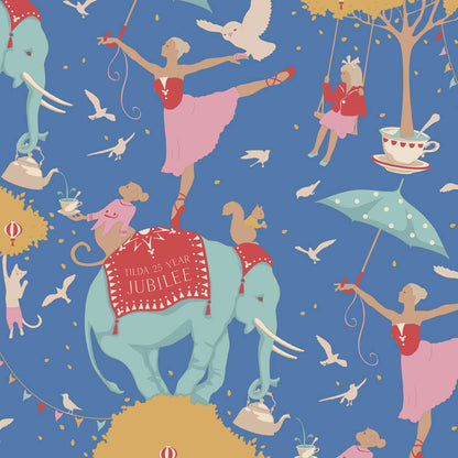 Tilda Fabrics "Circus" Blue aus der Serie Jubilee, 100%Baumwolle ab 10cm