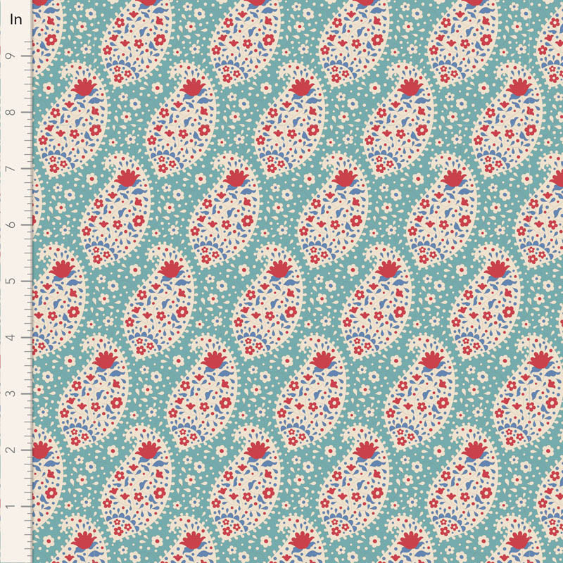 Tilda Fabrics "Teardrop in Teal" Serie Jubilee, 100% Cotton ab 10cm