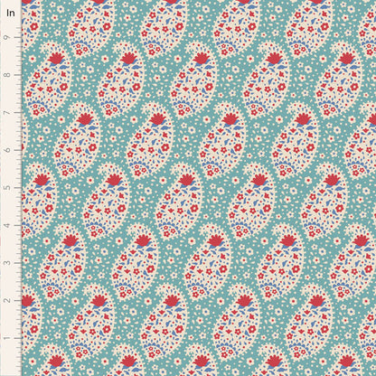 Tilda Fabrics "Teardrop in Teal" Serie Jubilee, 100% Cotton ab 10cm
