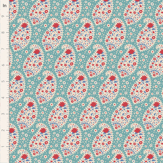 Tilda Fabrics "Teardrop in Teal" Serie Jubilee, 100% Cotton ab 10cm