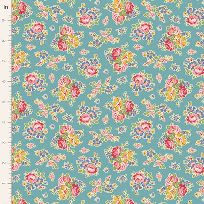 Tilda Stoffpaket "Jubilee" in Teal - 5 verschiedene Designs - 100%Baumwolle