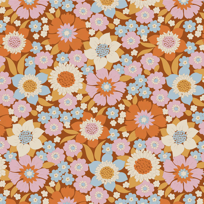 Tilda Stoffpaket "Wallflower" in Caramel - 5 verschiedene Designs - 100%Baumwolle