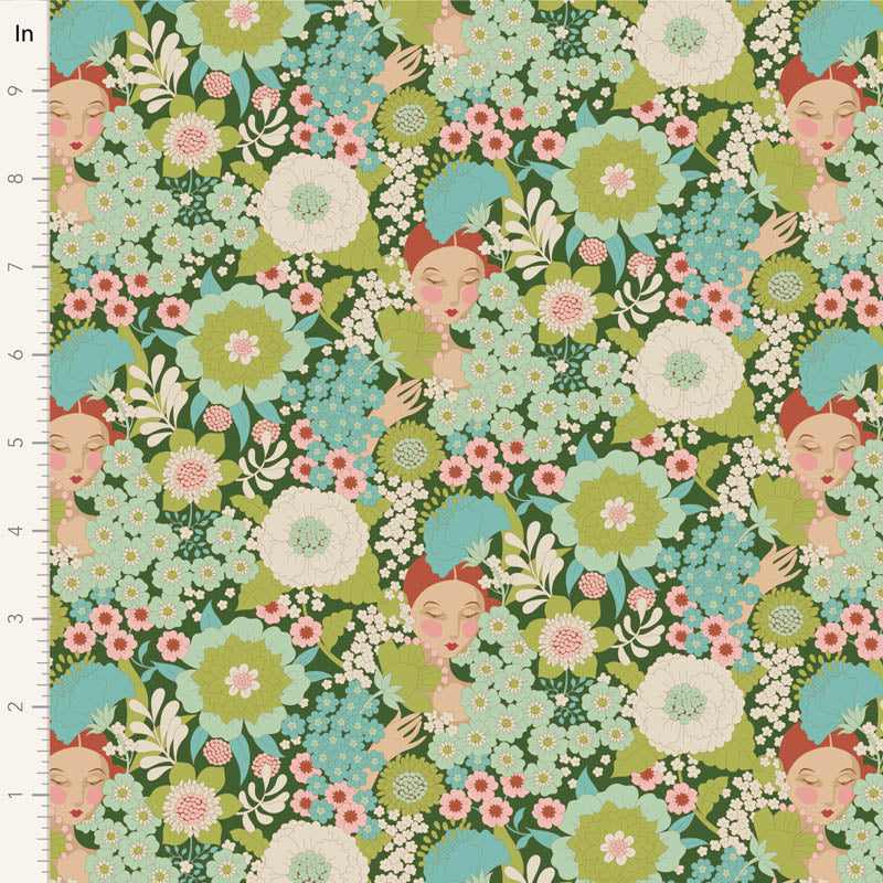 Tilda Stoffpaket "Wallflower" in Green - 5 verschiedene Designs - 100%Baumwolle