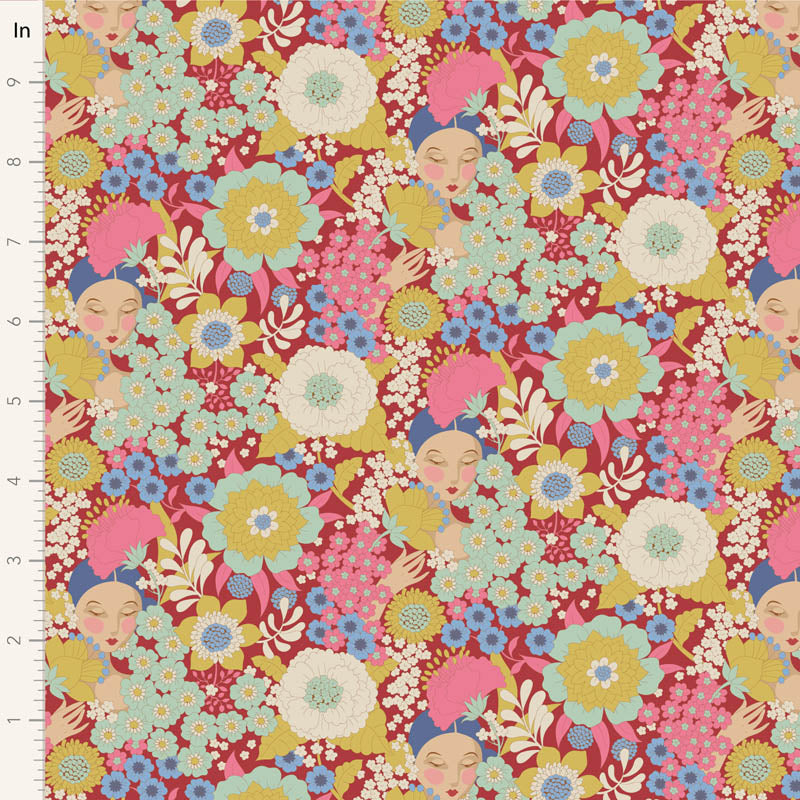 Tilda Stoffpaket "Wallflower" in RED - 5 verschiedene Designs - 100%Baumwolle