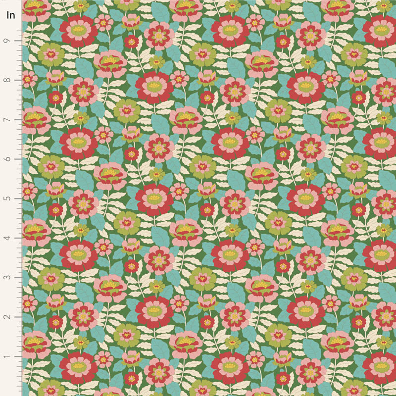 Tilda Stoffpaket "Wallflower" in Green - 5 verschiedene Designs - 100%Baumwolle
