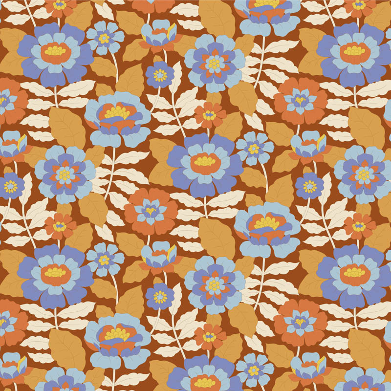 Tilda Stoffpaket "Wallflower" in Caramel - 5 verschiedene Designs - 100%Baumwolle