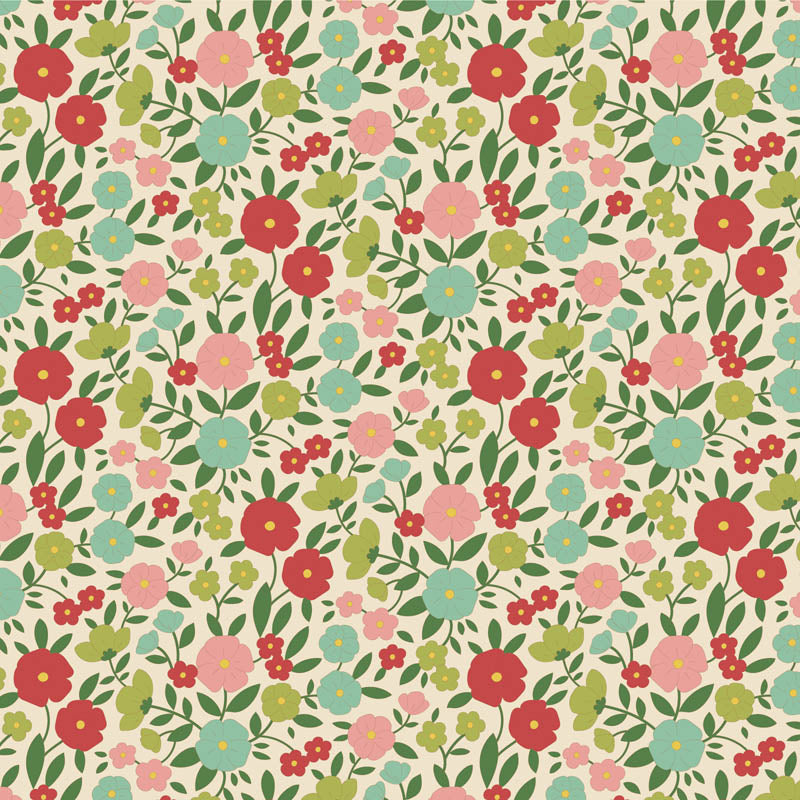 Tilda Stoffpaket "Wallflower" in Green - 5 verschiedene Designs - 100%Baumwolle
