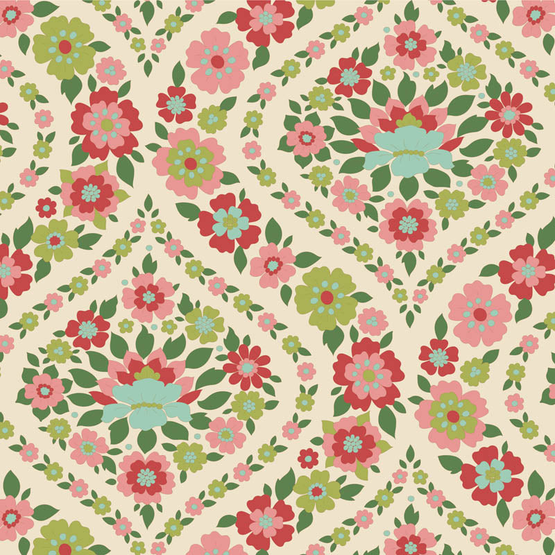 Tilda Stoffpaket "Wallflower" in Green - 5 verschiedene Designs - 100%Baumwolle