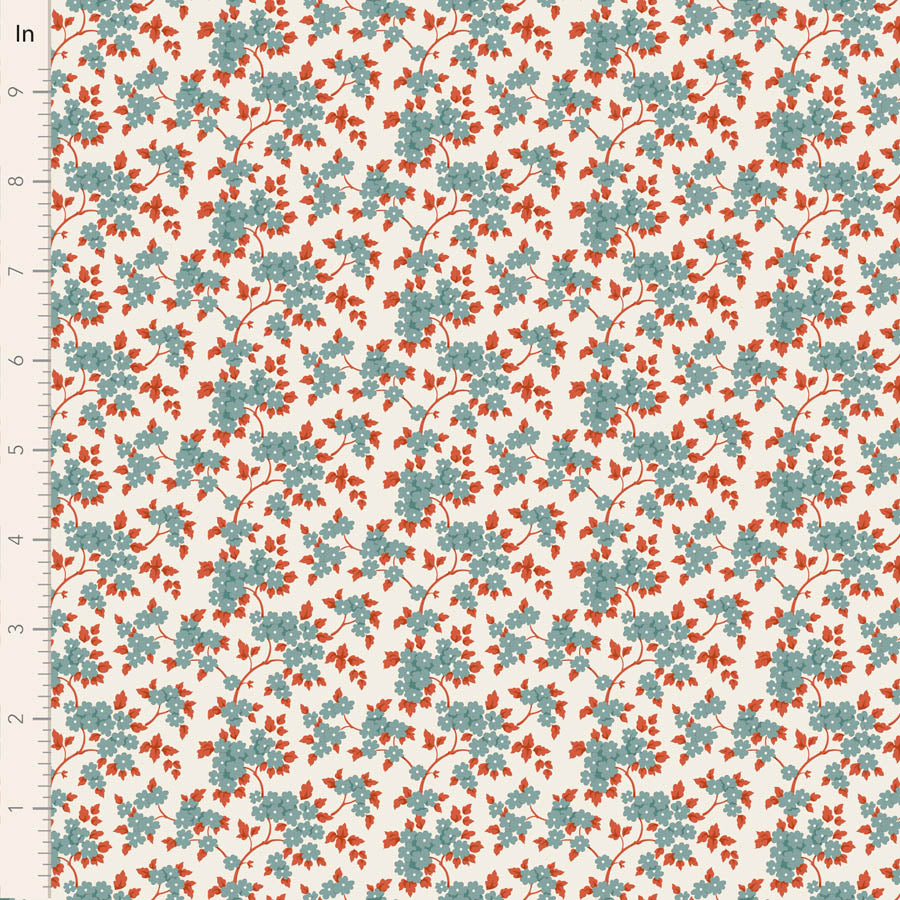 Tilda Stoffpaket "Village Life" Teal/Cream  5 verschiedene Designs  100%Baumwolle