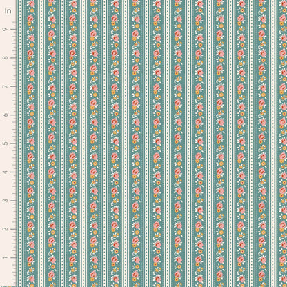 Tilda Stoffpaket "Village Life" Teal/Cream  5 verschiedene Designs  100%Baumwolle