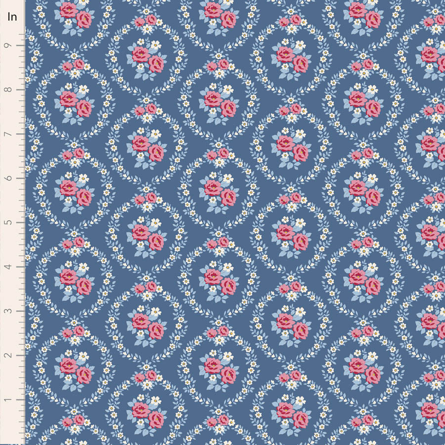 Tilda Stoffpaket "Village Life" in Blue  5 verschiedene Designs  100%Baumwolle
