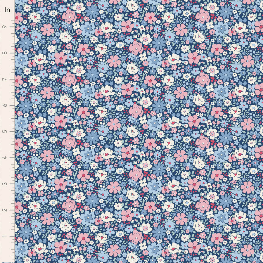 Tilda Stoffpaket "Village Life" in Blue  5 verschiedene Designs  100%Baumwolle