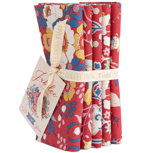 Tilda Stoffpaket "Jubilee" in Red  5 verschiedene Designs 100%Baumwolle