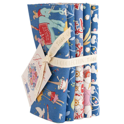 Tilda Stoffpaket "Jubilee" Blue  5 verschiedene Designs  2 Paketgrößen  100%Baumwolle