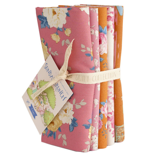 Tilda Stoffpaket "Sunday Brunch" Pink/Ginger - 5 verschiedene Designs  100%Baumwolle