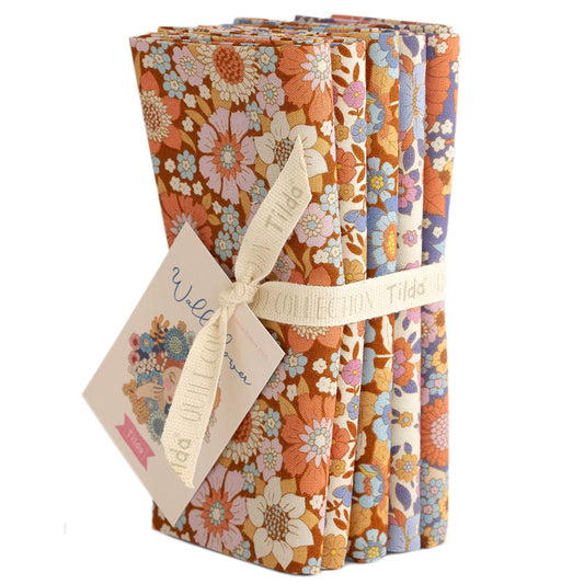 Tilda Stoffpaket "Wallflower" in Caramel - 5 verschiedene Designs - 100%Baumwolle