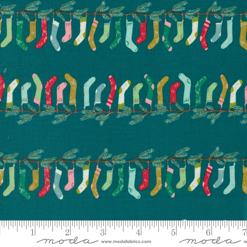 "Cozy Wonderland"  in Teal von Stephanie Slewinski  - Weihnachtsstoffe - 6 verschiedene Designs - 100%Baumwolle